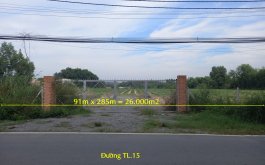 ĐẤT MẪU CỦ CHI-MẶT TIỀN ĐƯỜNG TL.15. - 26.000M2. 91M X 285M